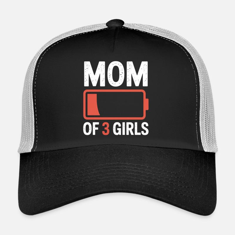 Maman de 3 filles Battery Icon Tee - Casquette trucker - noir/gris pierre