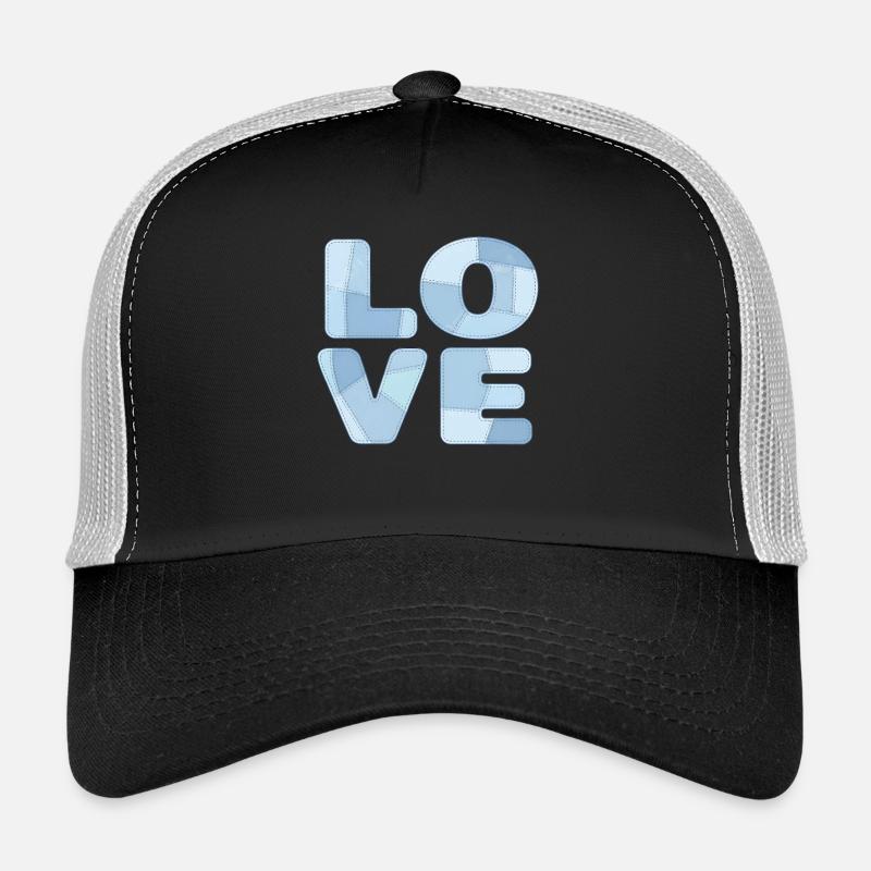 Patchwork Blue Love Motif for Kids & Babies Trucker Cap