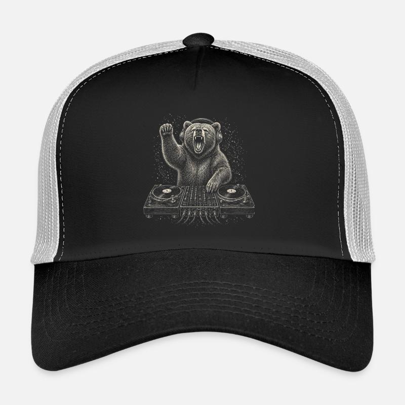 Wild Bear DJ Turntable Techno Music Gift Trucker Cap