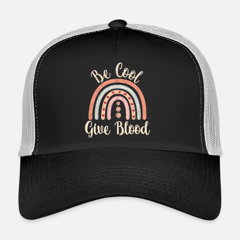 Reste cool, donne du sang ! avec arc-en-ciel Casquette trucker 