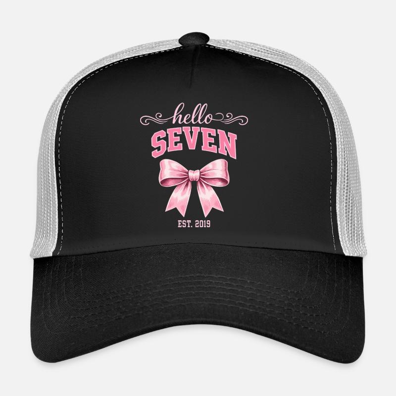 Hello Seven 7 Ans Est 2019 Anniversaire Nœud - Casquette trucker  - noir/gris pierre