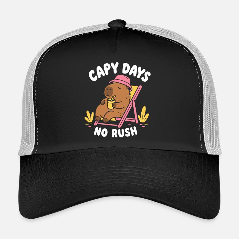 Capy Days No Rush Capybara Trucker Cap