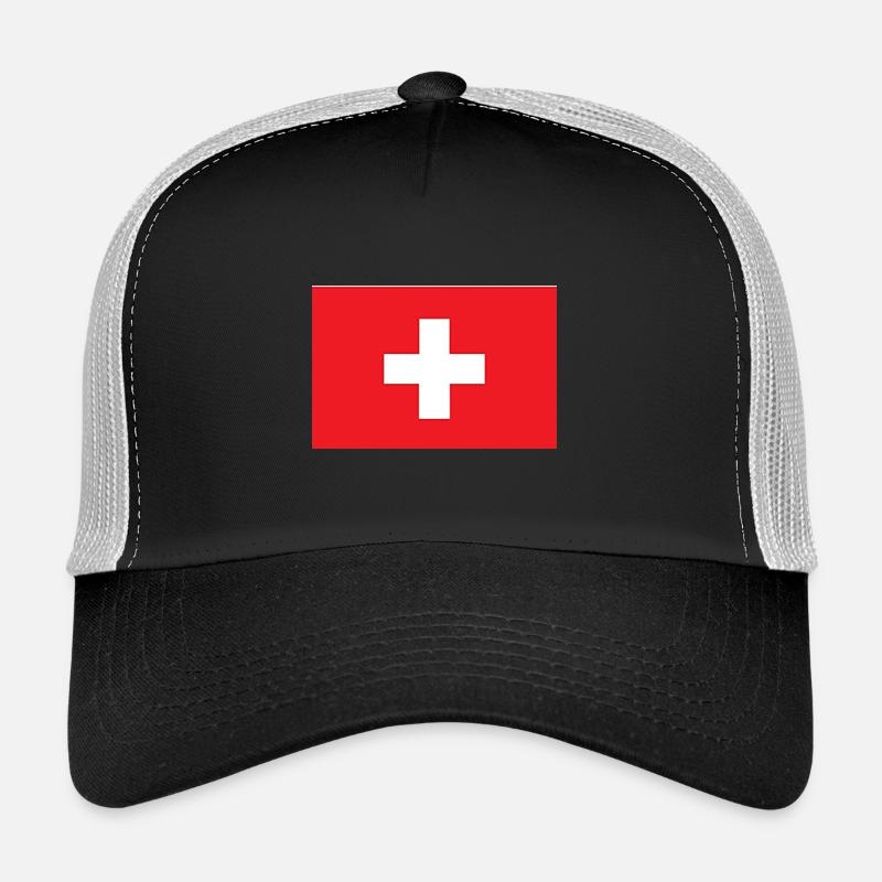 Minimalistische Schweizer Flagge - Trucker Cap - Schwarz/Steingrau
