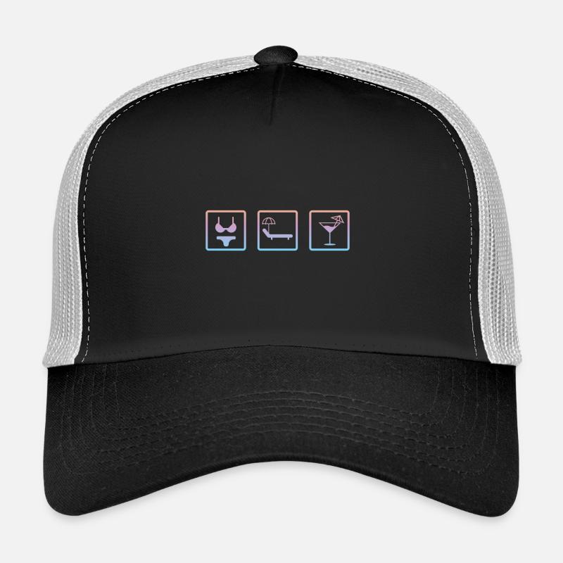 Icônes de plage Bikini soleil boisson idée cadeau Casquette trucker 