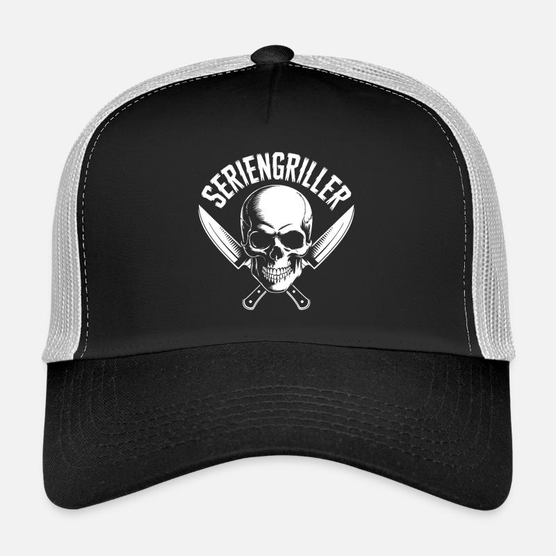 Seriengriller Skull mit Küchenmessern Trucker Cap