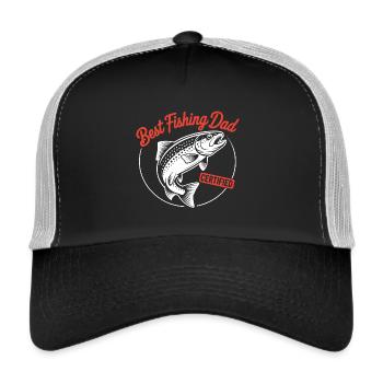 Meilleur papa pêcheur Papa est le meilleur pêcheur - Casquette trucker  - noir/gris pierre - Devant