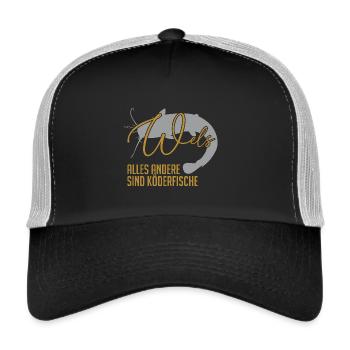 Wels Waller fischen Sportfischen Welsangeln - Trucker Cap - Schwarz/Steingrau - Vorne