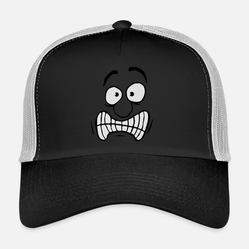 Unsicheres Ängstliches Comic Cartoon Gesicht Trucker Cap