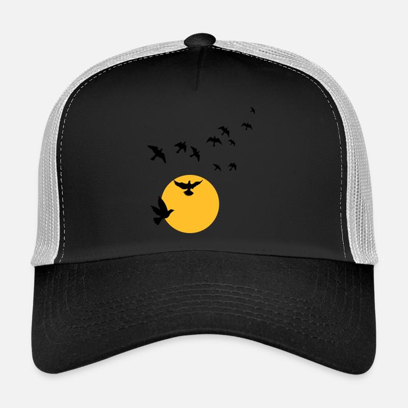 Vögel im Sonnenuntergang - Trucker Cap - Schwarz/Steingrau