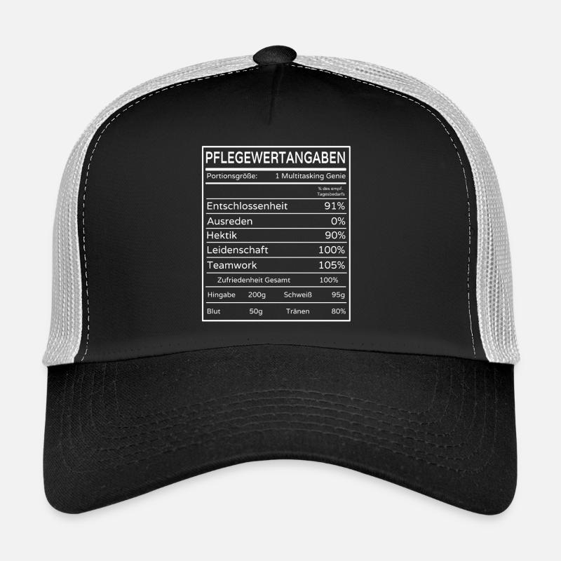 Pflegepersonal - Pflegewertangaben - Trucker Cap - Schwarz/Steingrau