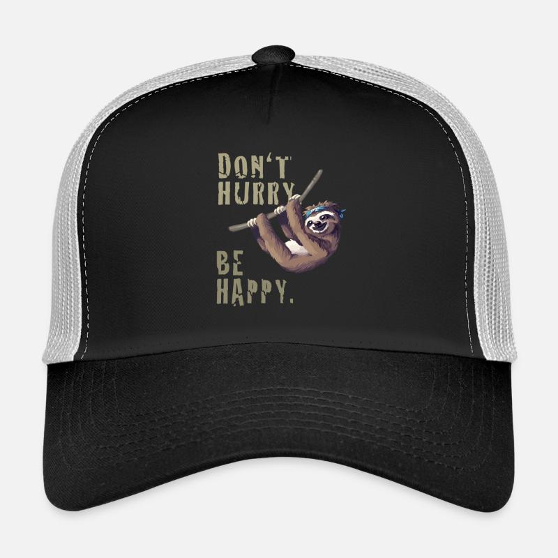 Faultier chillen sleep Slow happy Humor fun Nerd - Trucker Cap - Schwarz/Steingrau