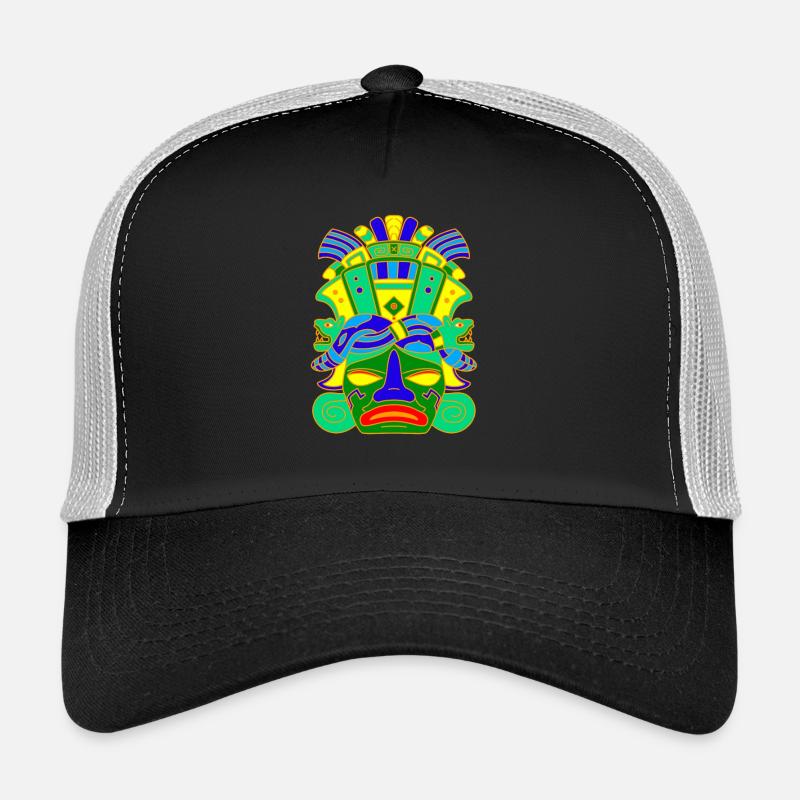 Mayan Mask with Serpent Head Piece / Hat Trucker Cap