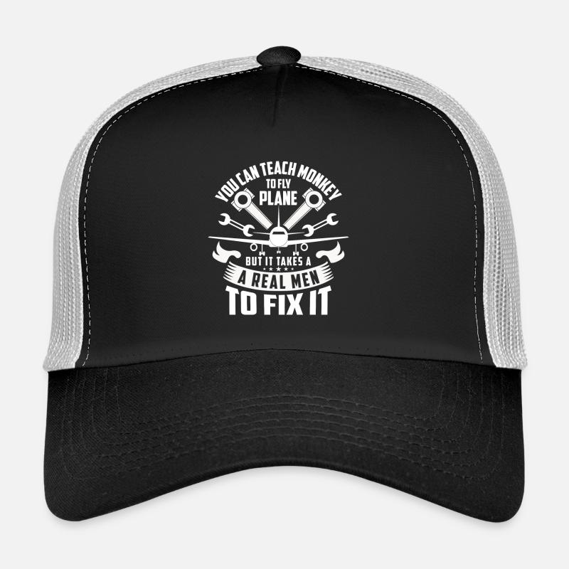 Teach monkey to fly plane real men fix it Casquette trucker 