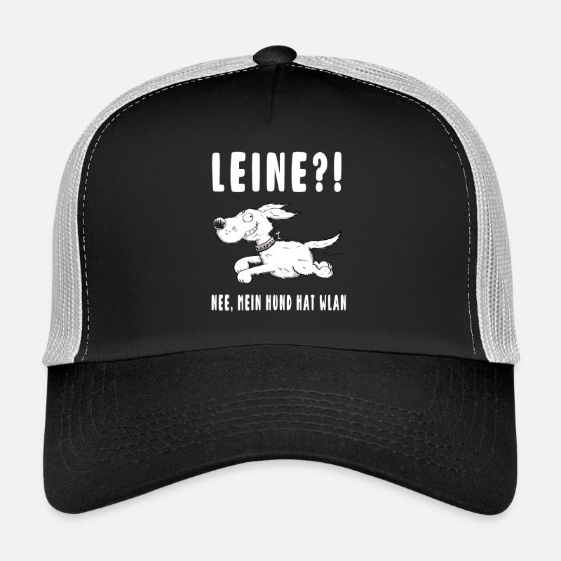 Leine - Nee mein Hund hat WLAN - Hunde - Geschenk - Trucker Cap - Schwarz/Steingrau