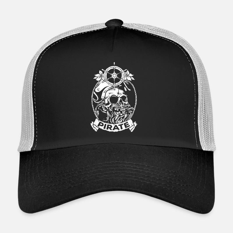 Pirate pirate captain halloween skull and crossbones Trucker Cap