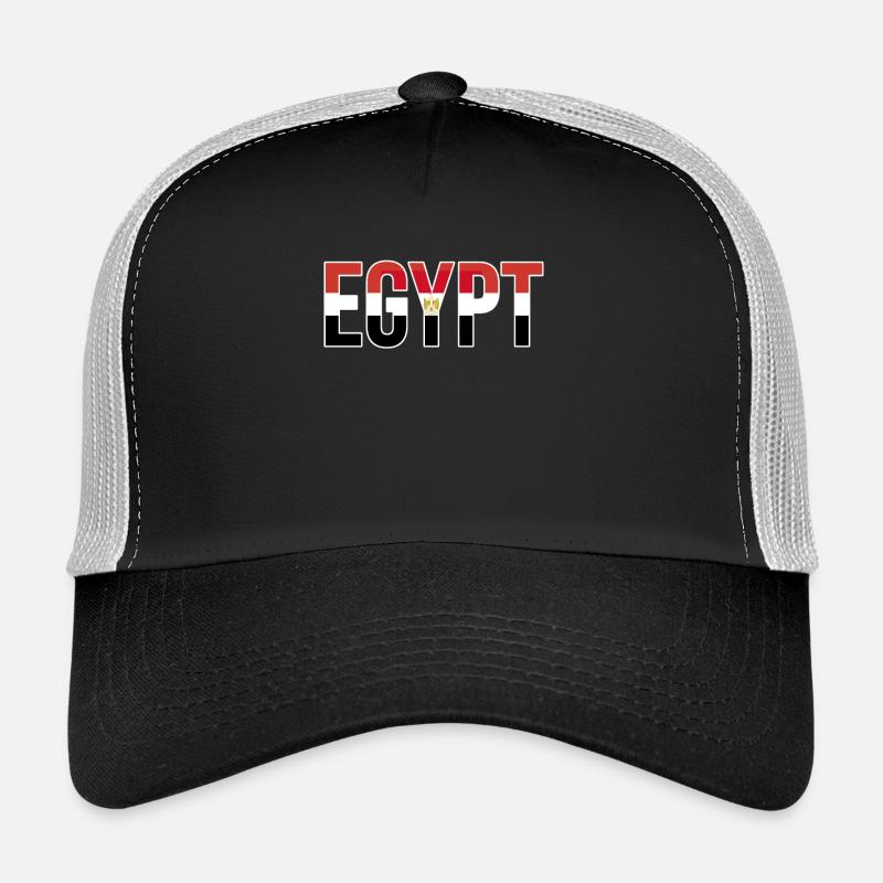 Egypt Flag Bold Typographic - Trucker Cap - Schwarz/Steingrau