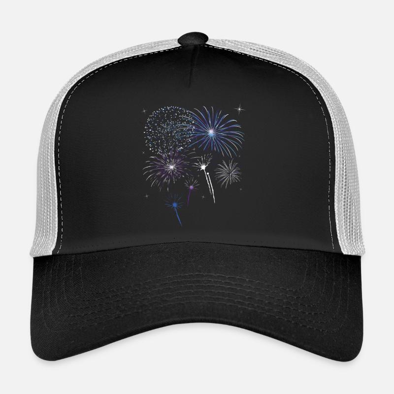 Feu d'artifice coloré avec des étoiles. Casquette trucker 