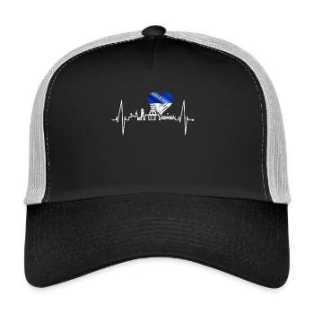 Bochum Herzschlag Bochumer Skyline Heimat Ruhrpott - Trucker Cap - Schwarz/Steingrau - Vorne