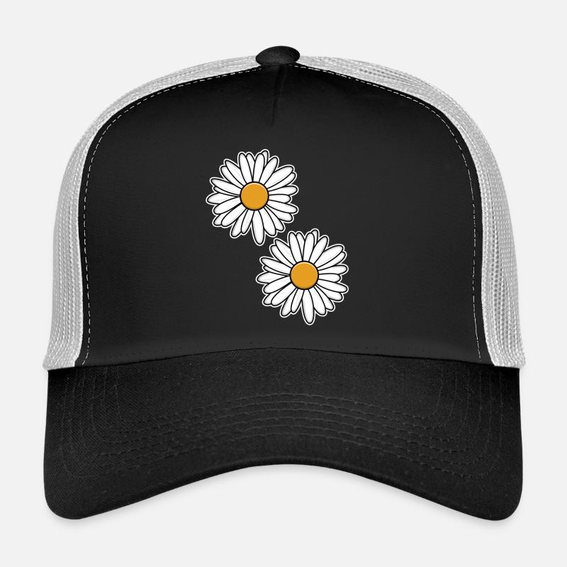 Daisies design in black and white Trucker Cap