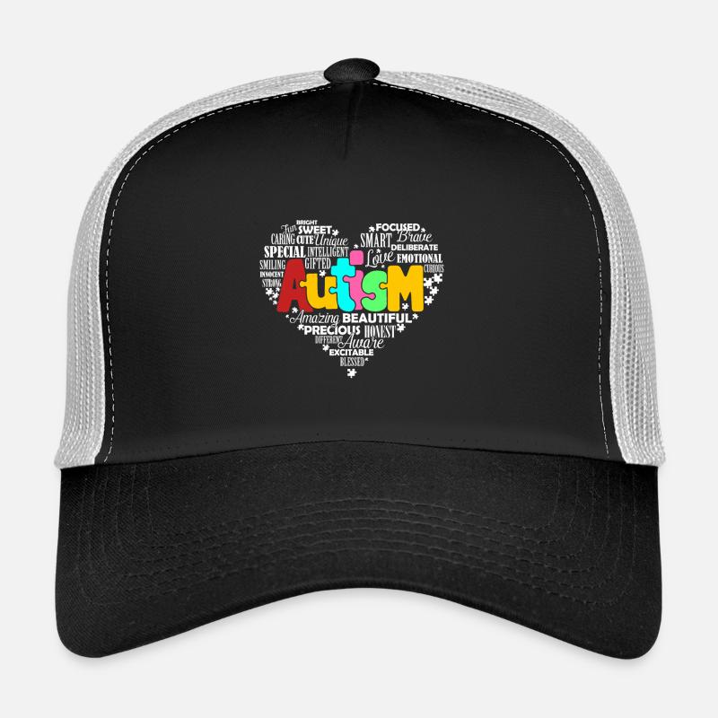 Autismus Bewusstsein Autismus Herz - Trucker Cap - Schwarz/Steingrau