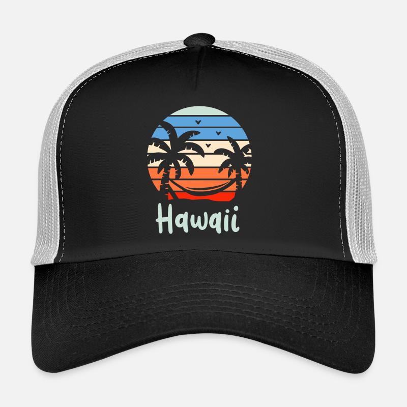 Hawaii Retro - Trucker Cap - Schwarz/Steingrau