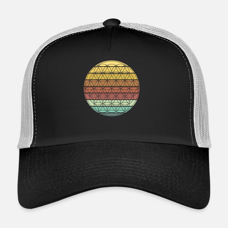 Chakra Fleur de Vie - Casquette trucker  - noir/gris pierre
