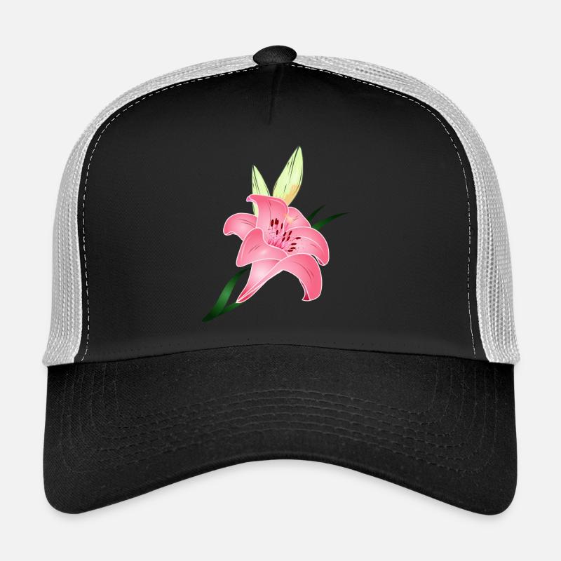 pink lily bloom with two buds Trucker Cap