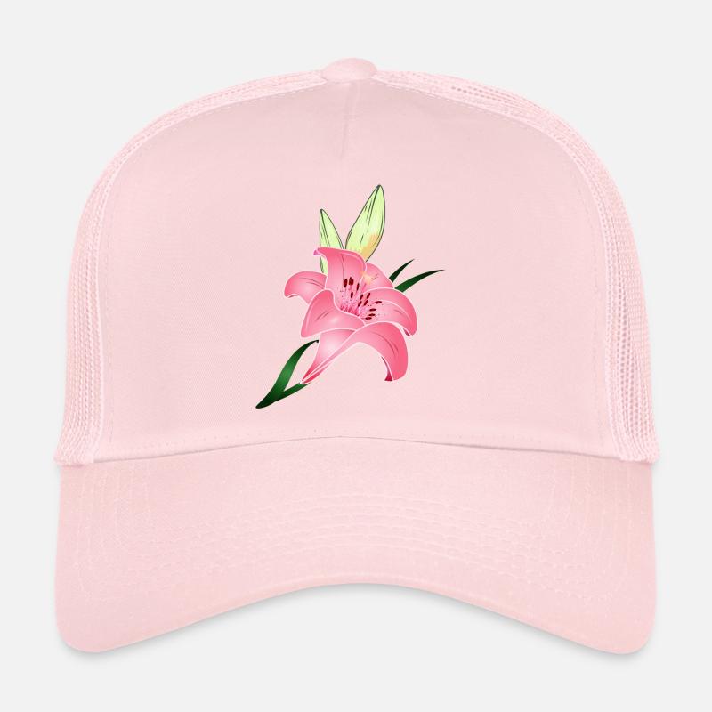 fleur de lys rose avec deux bourgeons Casquette trucker 