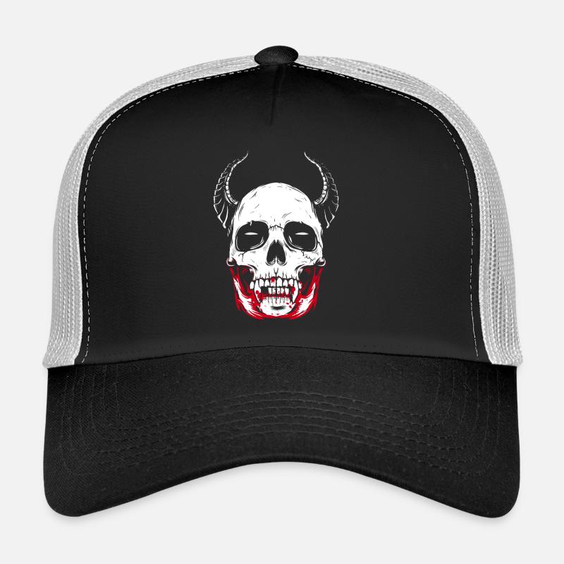 Crâne d'horreur squelette de vampire - Casquette trucker  - noir/gris pierre