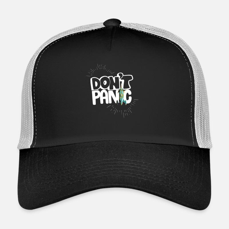 No Fear Panic Saying Comic Rocket Humor Helper Trucker Cap