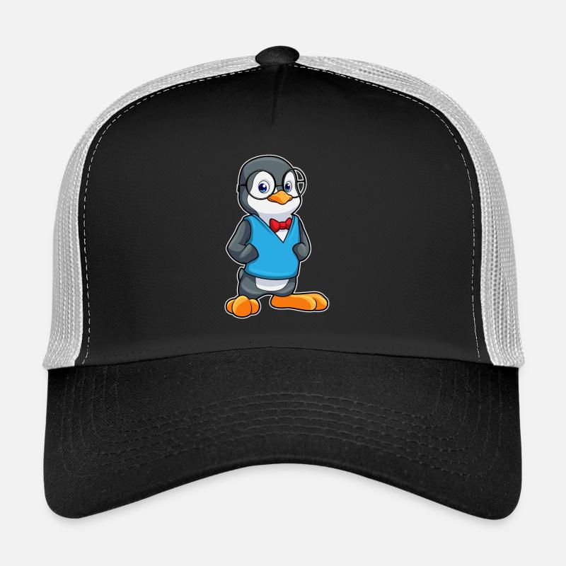 Pinguin Nerd Brille - Trucker Cap - Schwarz/Steingrau