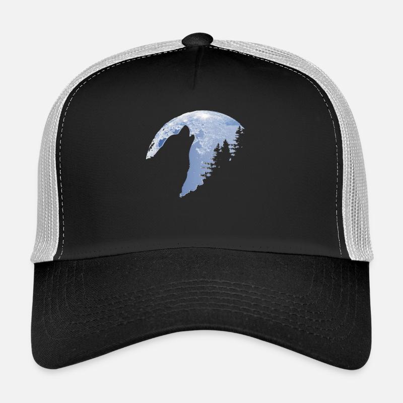 Wolf heult Mond an - Wolfs Silhouette Trucker Cap