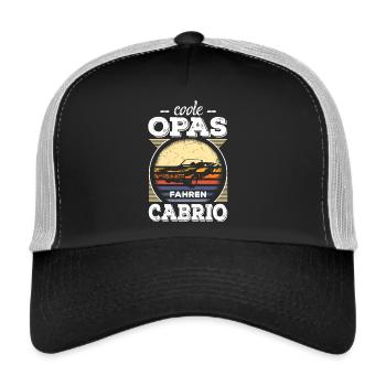 Coole Opas Fahren Cabrio Retro Auto Oldtimer Rente - Trucker Cap - Schwarz/Steingrau - Vorne
