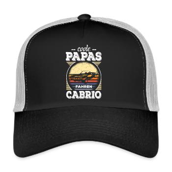 Coole Papas Fahren Cabrio Retro Auto Oldtimer Papa - Trucker Cap - Schwarz/Steingrau - Vorne