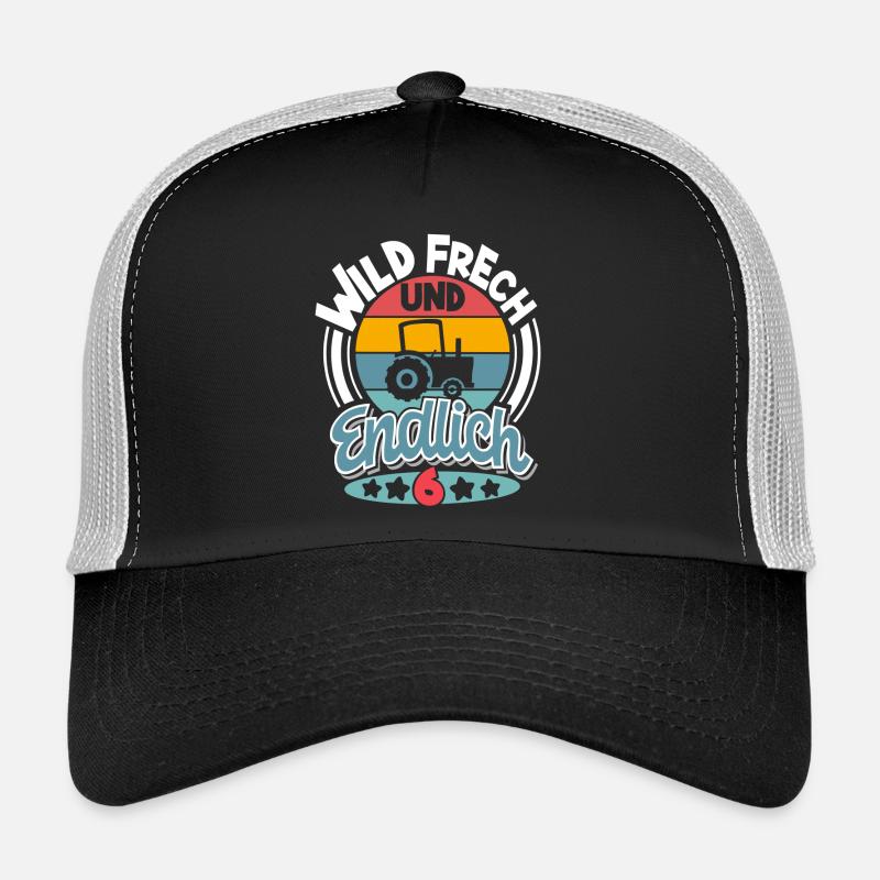Traktor 6. Geburtstag Kinder - Trucker Cap - Schwarz/Steingrau