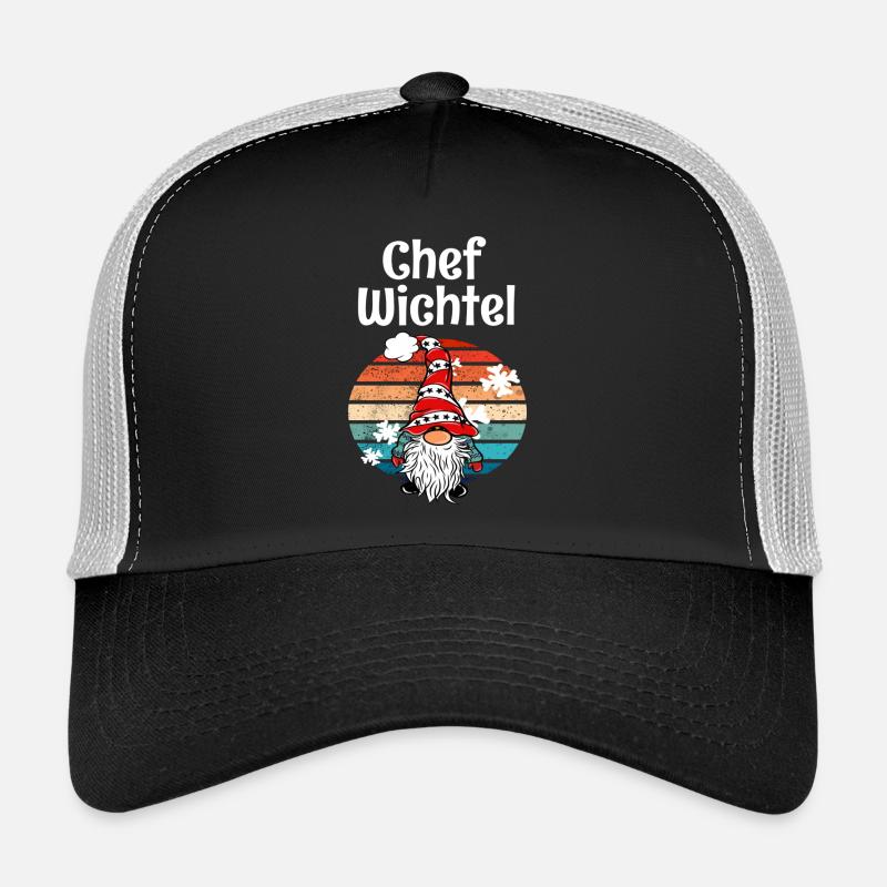 Chef Wichtel Vintage Weihnachts Gnom - Trucker Cap - Schwarz/Steingrau