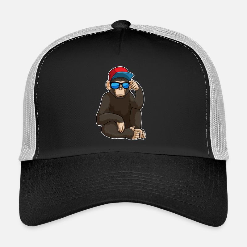 Affe mit Sonnenbrille - Trucker Cap - Schwarz/Steingrau