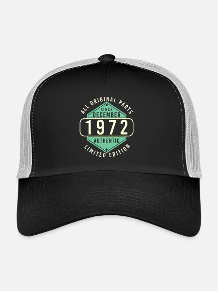 Dezember 1972 Retro Geschenkidee - Trucker Cap - Schwarz/Steingrau