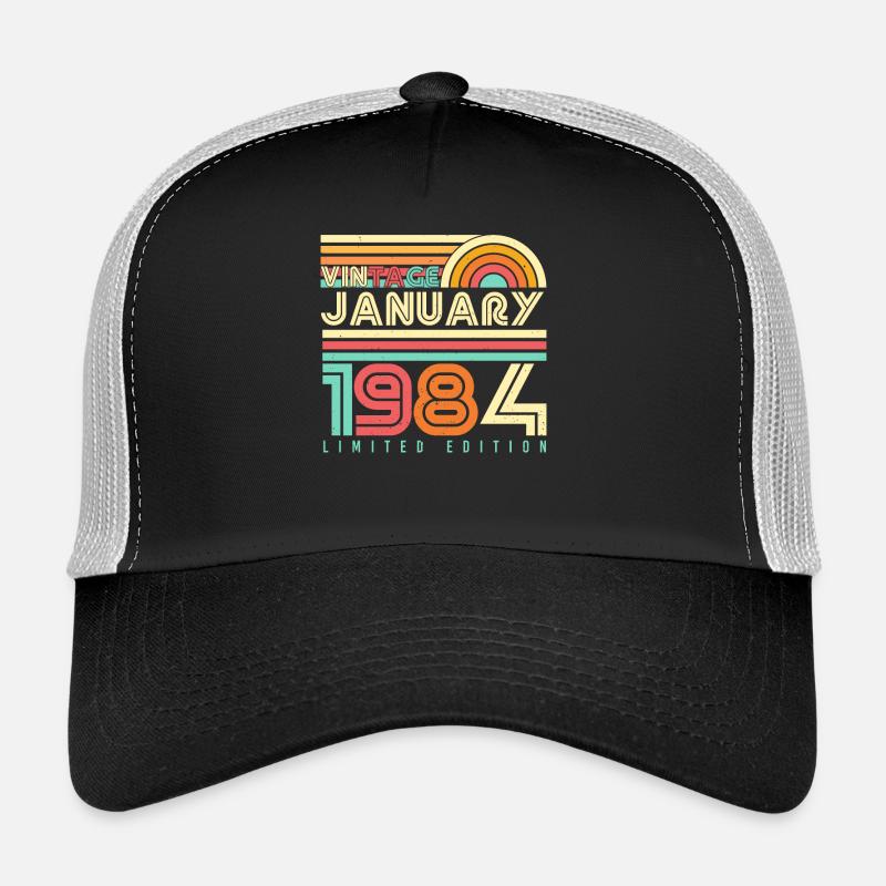 Né janvier 1984 Vintage - Casquette trucker  - noir/gris pierre