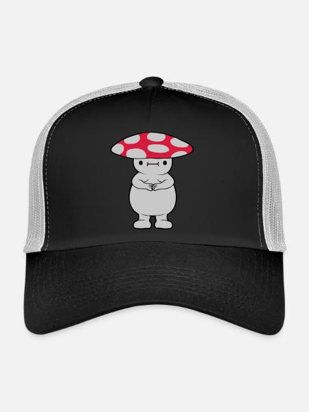 Thick sweet mushroom - Trucker Cap - black/stone grey - Front