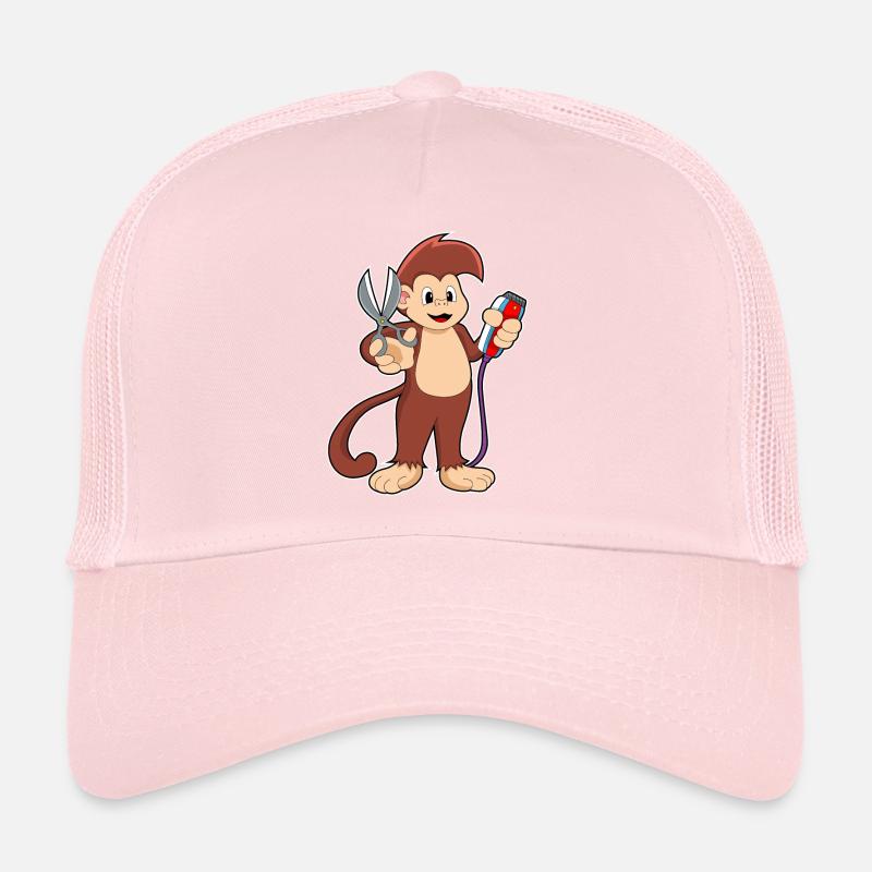 Singe comme coiffeur avec ciseaux et rasoir Casquette trucker 