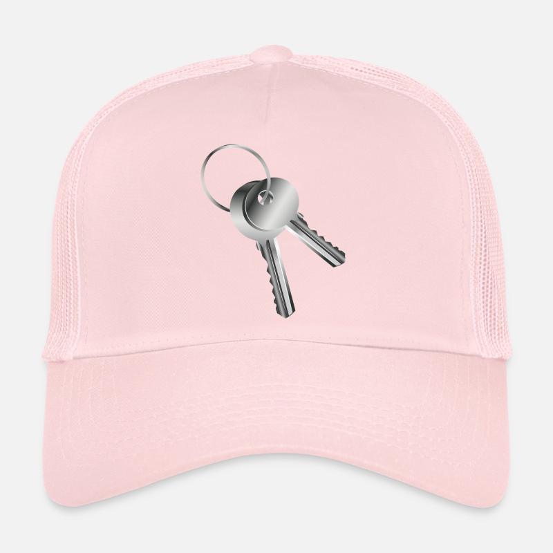 two silver-coloured keys with symbolic character Trucker Cap