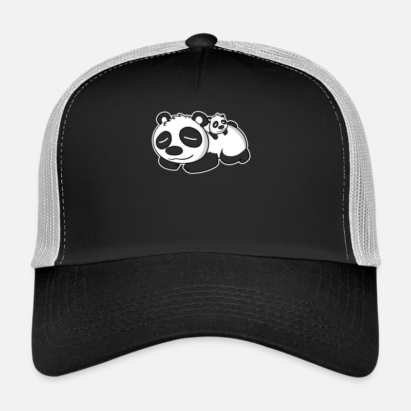 Panda Papa mit Baby Panda - Trucker Cap - Schwarz/Steingrau