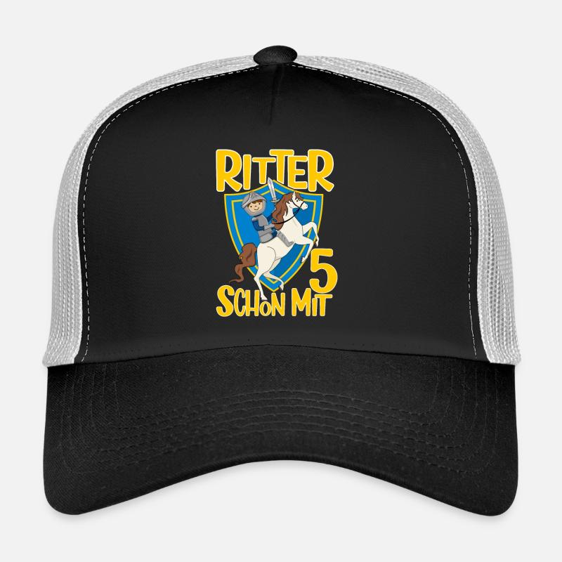 5 Jahre Jungen Ritter Geburtstagsmotiv Geschenk - Trucker Cap - Schwarz/Steingrau