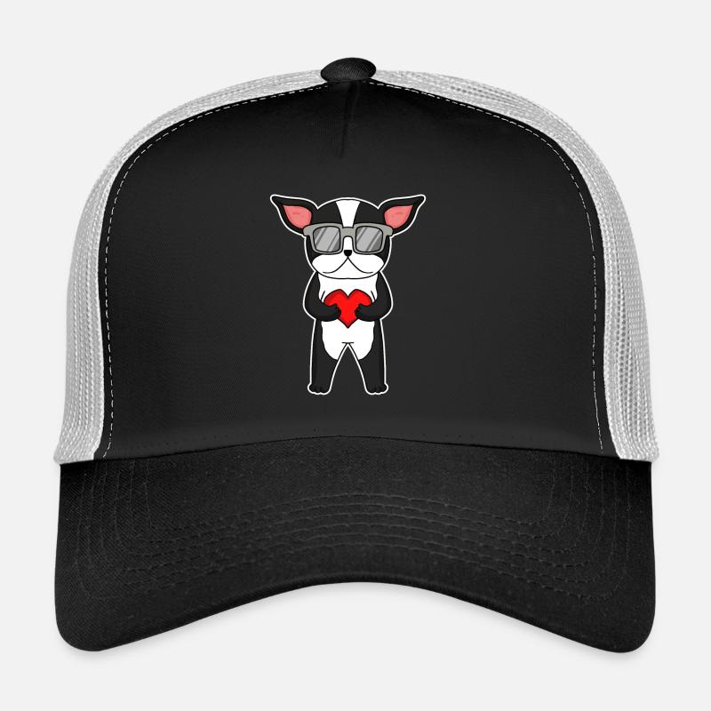 Terrier avec lunettes de soleil et cœur Casquette trucker 