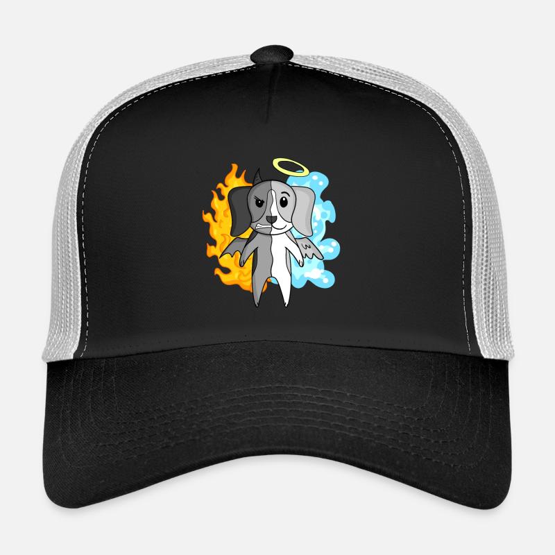 Hund Beagle - Engel und Teufel - Trucker Cap - Schwarz/Steingrau