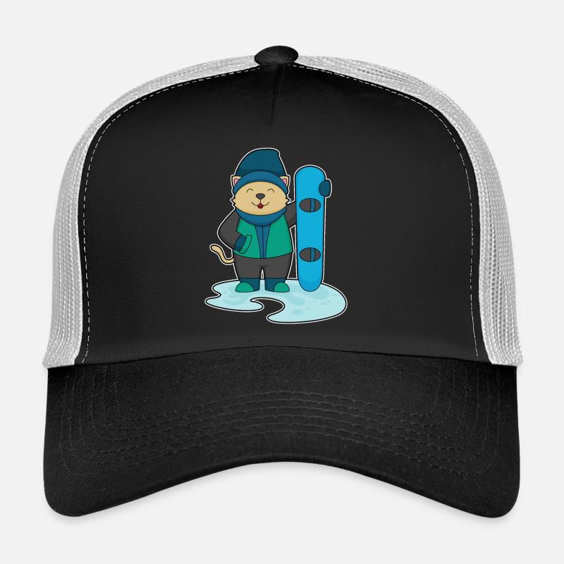 Cat Snowboarder Snowboard - Trucker Cap - black/stone grey
