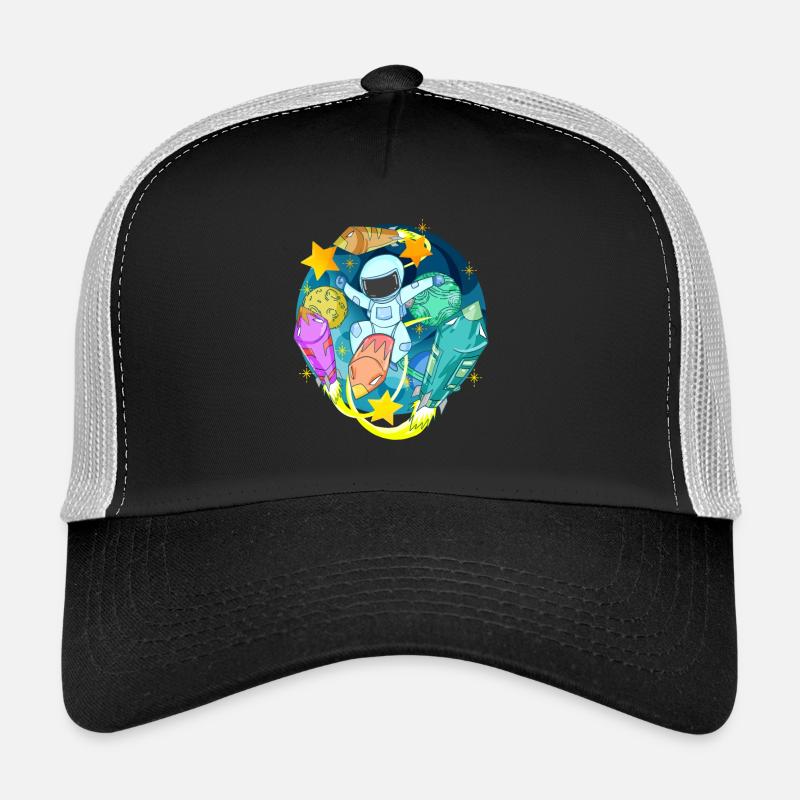 Astronaute dans l’espace avec des fusées Casquette trucker 