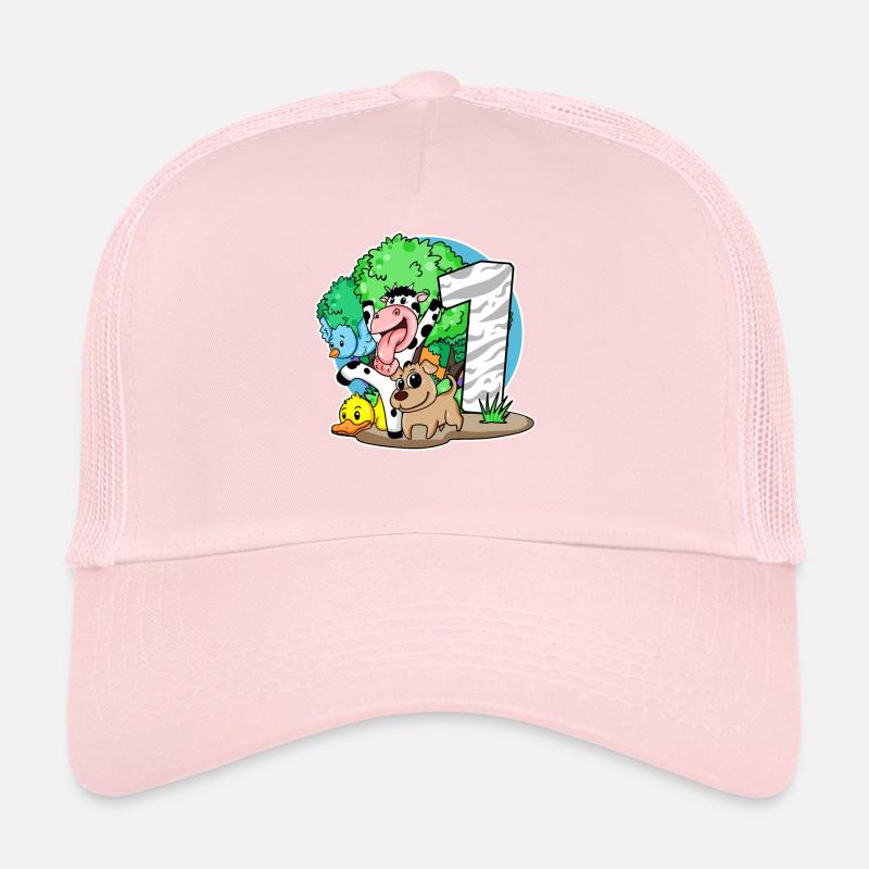 1st birthday Cute animals 1 year old Trucker Cap
