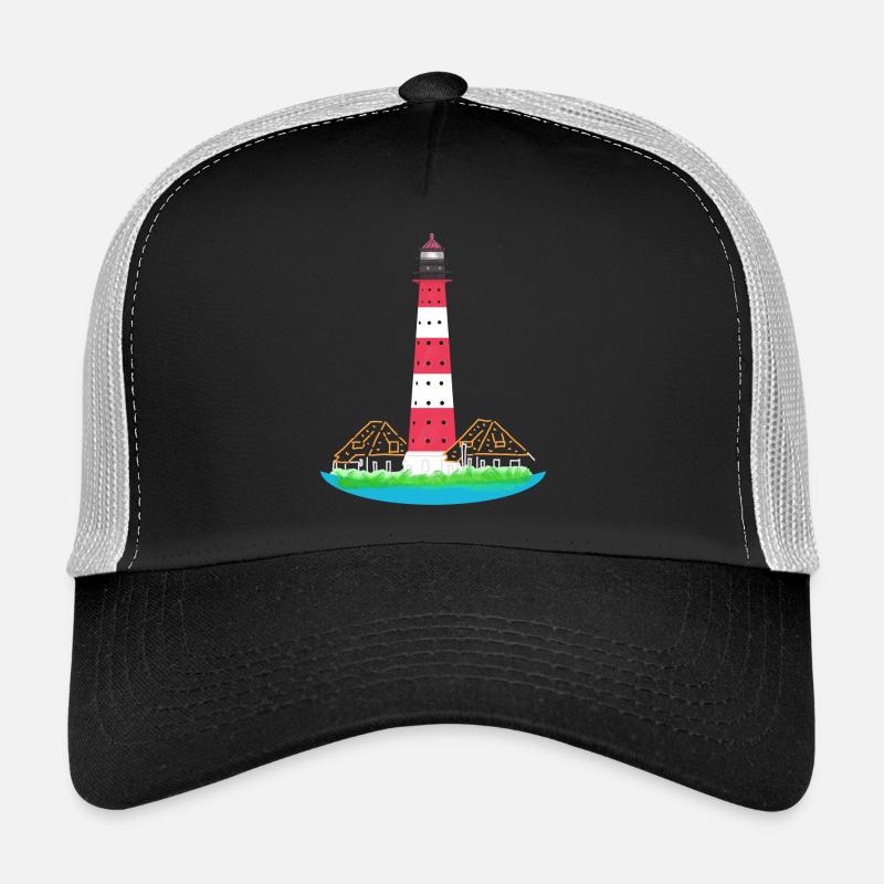 Leuchtturm Westerheversand, ohne Text, Nordsee - Trucker Cap - Schwarz/Steingrau